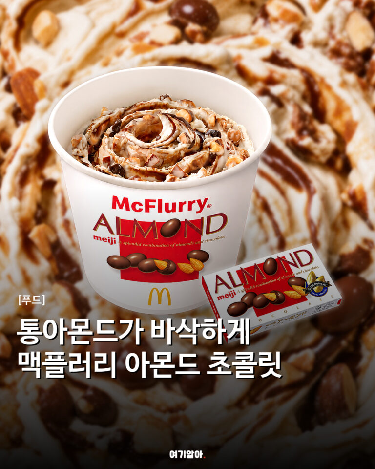 통아몬드가 바삭하게 맥플러리 아몬드 초콜릿