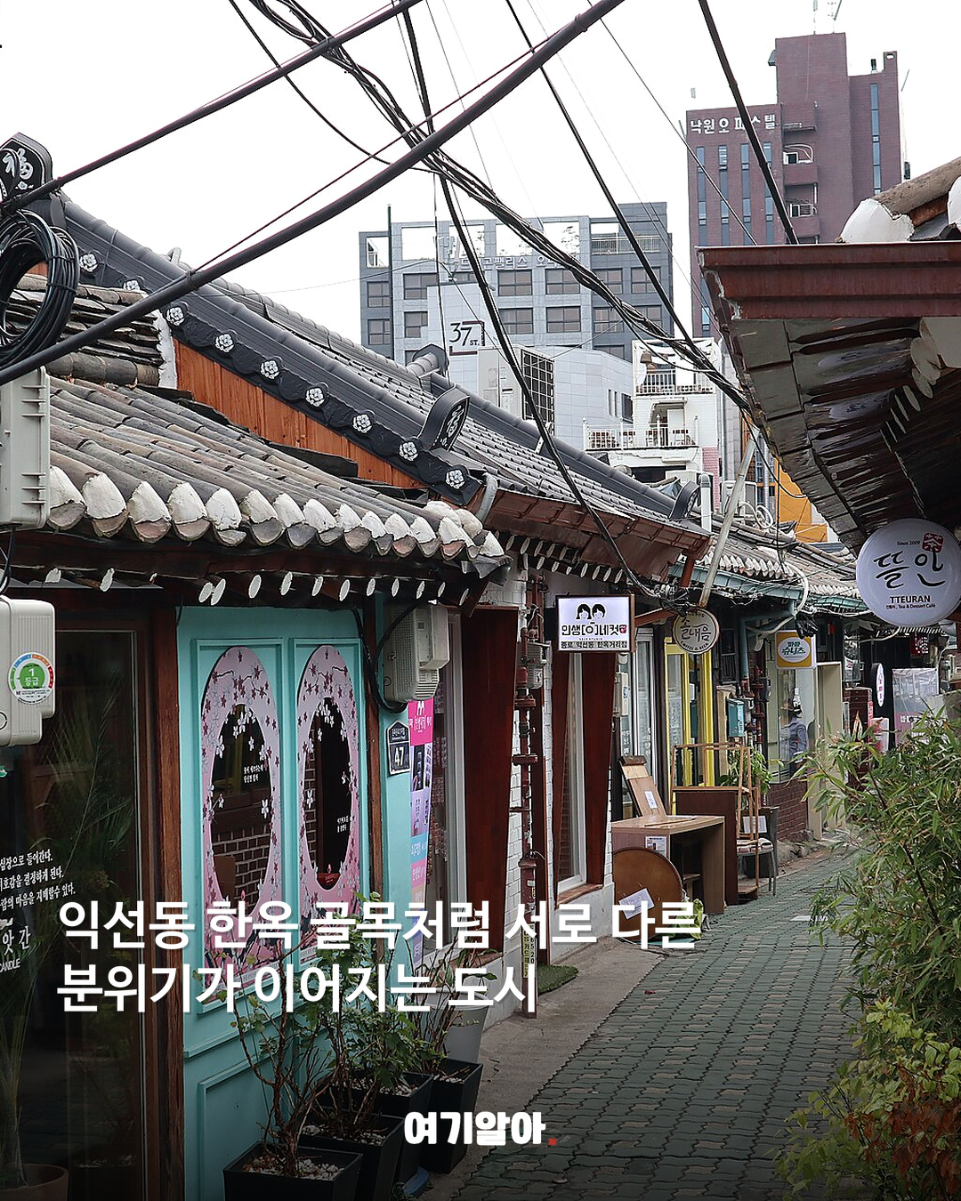 익선동 한옥 골목처럼 서로 다른 분위기가 이어지는 도시